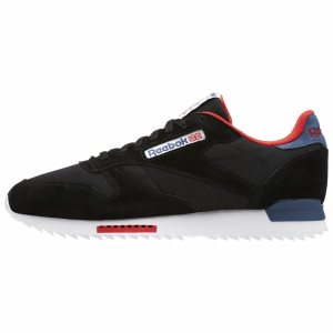 Adidasy Męskie Reebok CL LEATHER RIPPLE CLIP SU Czarne PL 54EHUND